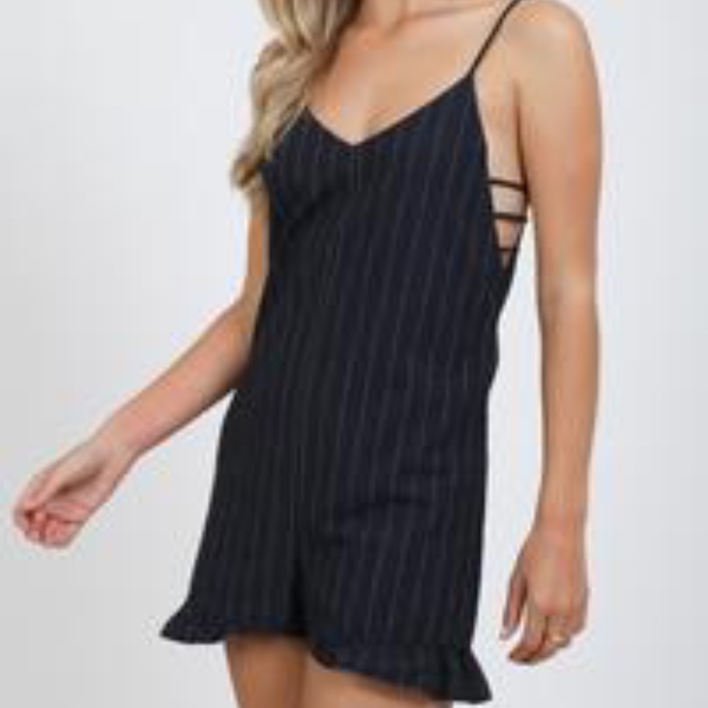 Blue Pinstriped Romper